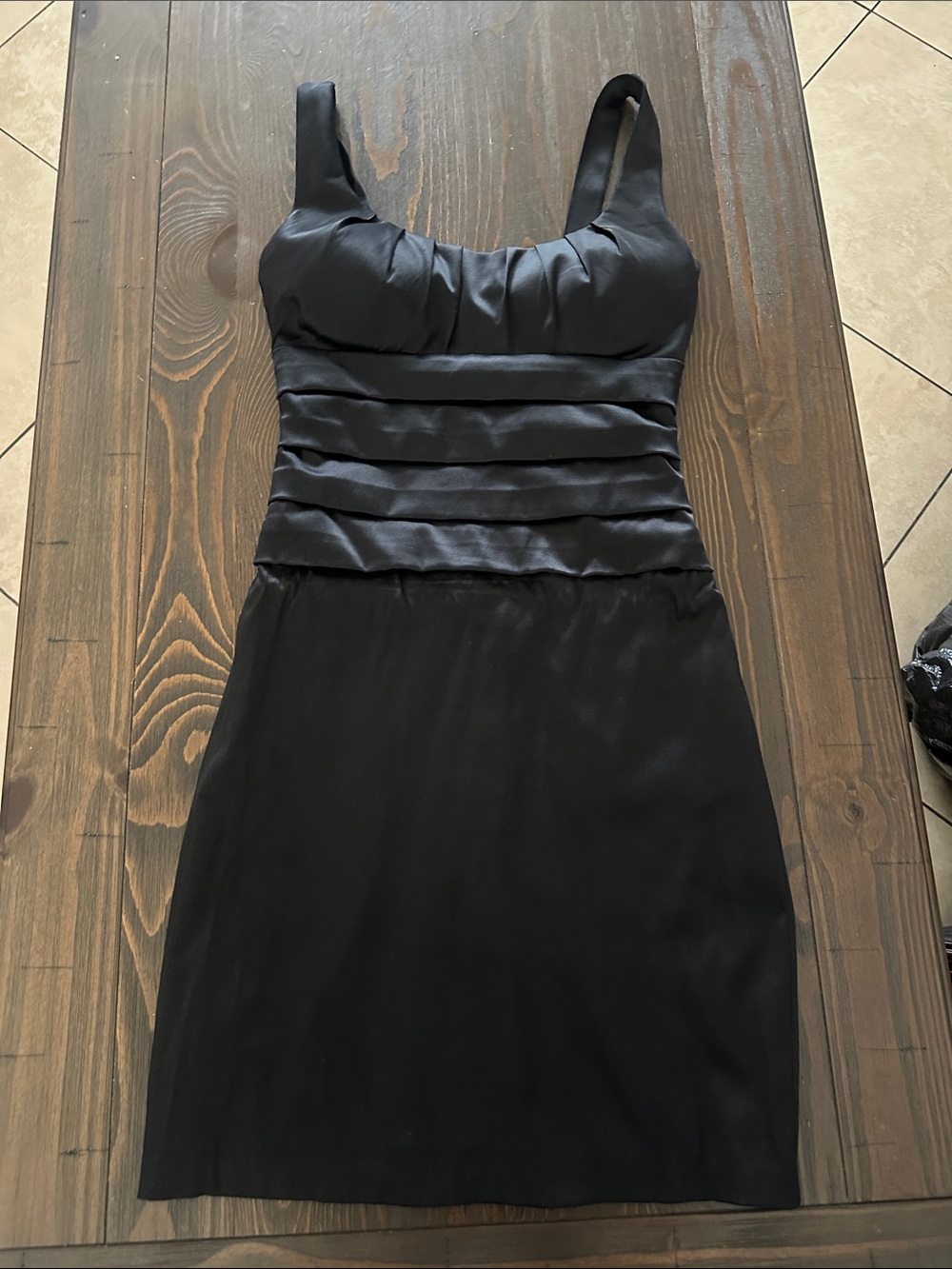 Black Pleated Bodice Mini Dress